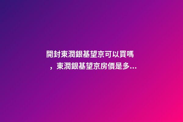 開封東潤銀基望京可以買嗎，東潤銀基望京房價是多少？